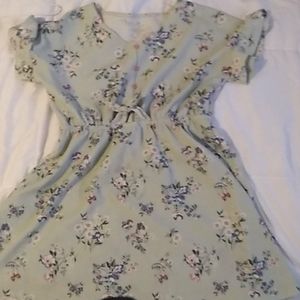 Greenish dress with flowers